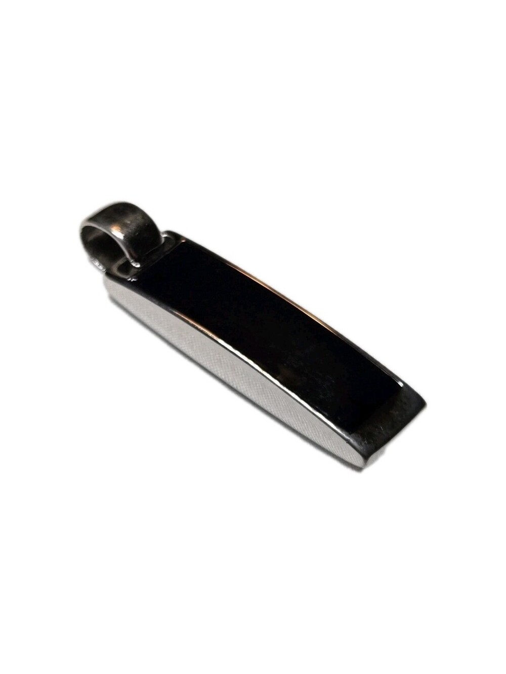 Modern Mother Of Pearl & Black Pendant Rectangular Silver Tone Minimalist Design